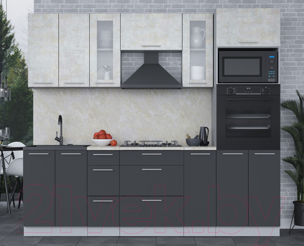 Изображение товара Кухонный гарнитур Интерлиния Мила 2.4 ВТ (бетон лайт/антрацит/опал светлый)