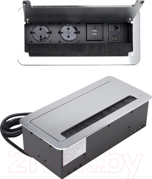 Изображение товара Блок розеточный AKS Atlas USB выдвижной (2 розетки, алюминий)