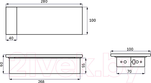 Изображение товара Блок розеточный AKS Hollander выдвижной  (2 розетки, черный)