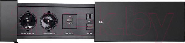 Изображение товара Блок розеточный AKS Hollander выдвижной  (2 розетки, черный)