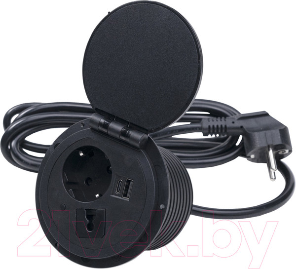 Изображение товара Блок розеточный AKS Locus выдвижной (1 розетка, черный)