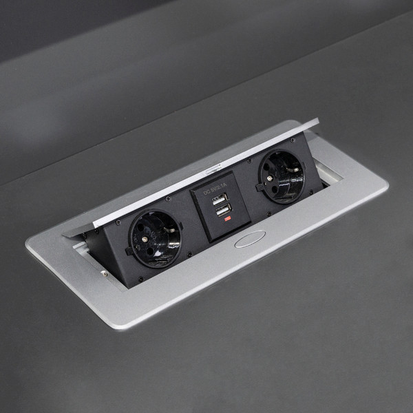 Изображение товара Блок розеточный AKS Nova USB выдвижной (2 розетки, алюминий)