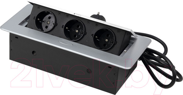 Изображение товара Блок розеточный AKS Nova выдвижной (3 розетки, алюминий)