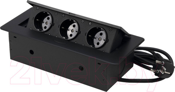 Изображение товара Блок розеточный AKS Nova выдвижной (3 розетки, черный)