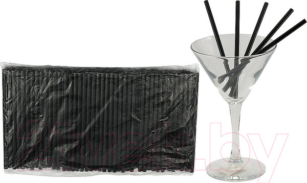 Изображение товара Набор одноразовых трубочек Паксервис Для мартини 125мм / 285151 (1200шт, черный)