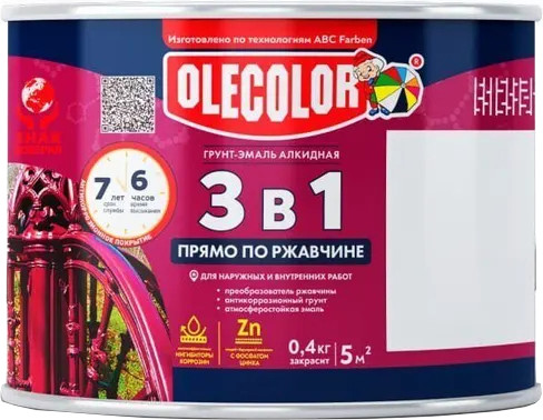 Изображение товара Грунт-эмаль Olecolor По ржавчине RAL 3020 (400г, красный)