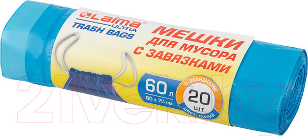 Изображение товара Пакеты для мусора Laima 60л / 607692 (20шт, синий)