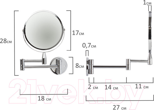 Изображение товара Зеркало косметическое Brabix 604952
