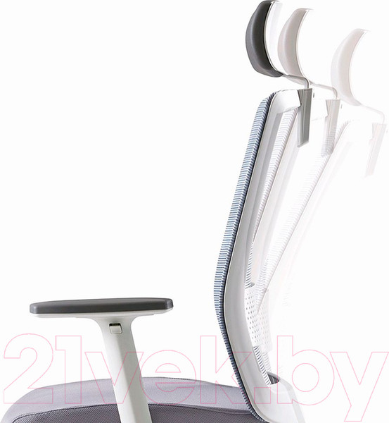 Изображение товара Кресло офисное Bestuhl S30 White Pl с подголовником и регулируем. подлокотником (черная сетка/серая ткань)