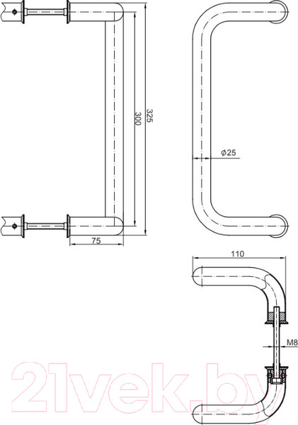 Изображение товара Ручка дверная Avers HC-0905-25/300-INOX