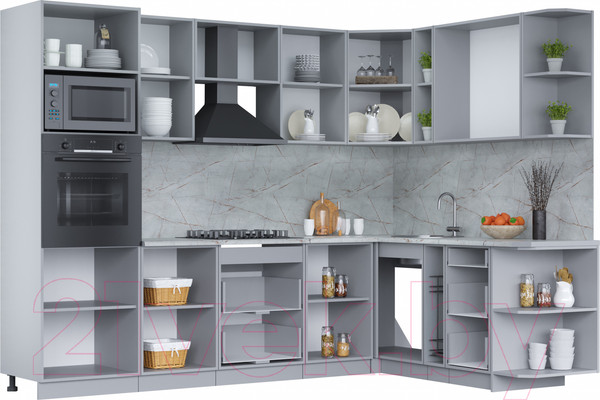 Изображение товара Кухонный гарнитур Интерлиния Мила Лайт 1.88x2.8 правая (бетон лайт/бетон портленд/опал светлый)