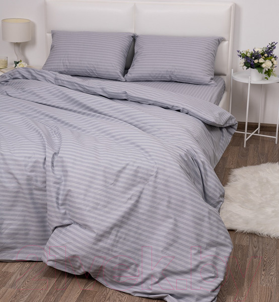 Изображение товара Пододеяльник Milanika Темно-серый 1.5сп (поплин-страйп)