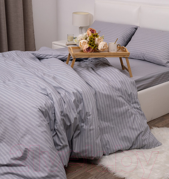 Изображение товара Пододеяльник Milanika Темно-серый 1.5сп (поплин-страйп)