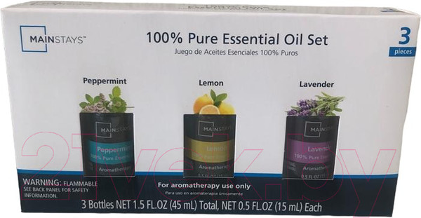 Изображение товара Набор эфирных масел Mainstays Перечная мята Лимон Лаванда (3x15мл)