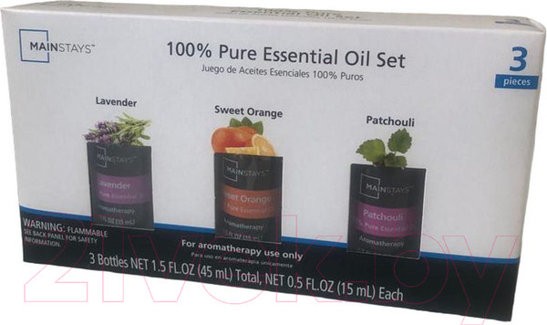 Изображение товара Набор эфирных масел Mainstays Лаванда Сладкий апельсин Пачули (3x15мл)