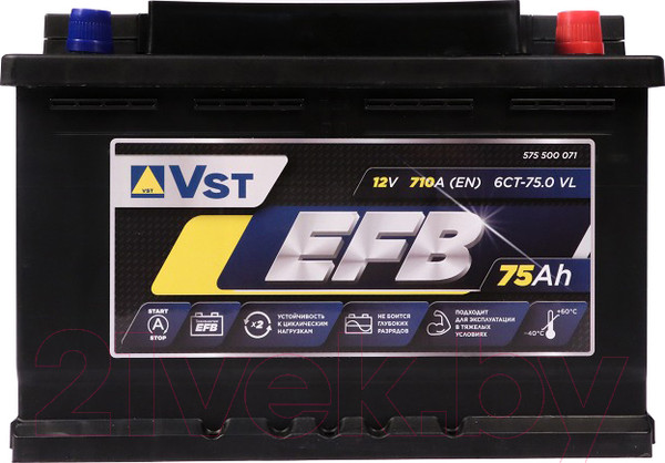 Изображение товара Автомобильный аккумулятор VST 575500071 (75 А/ч)