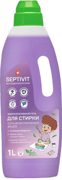 Изображение товара Гель для стирки Septivit Сильнозагрязненные вещи (1л)