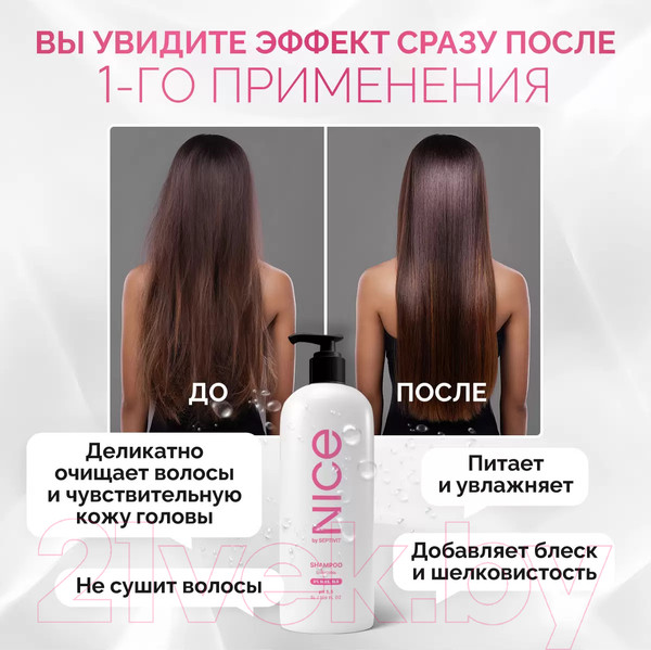 Изображение товара Шампунь для волос NICE by Septivit Бессульфатный для всех типов волос (1л)