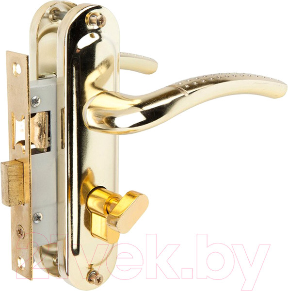 Изображение товара Замок врезной Vrata 50/106-ЦМB70 цилиндровый с защелкой с ручкой (золото)