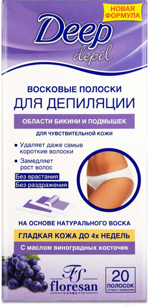 Изображение товара Восковые полоски Floresan Deep Depil Для депиляции области бикини и подмышек (20шт)