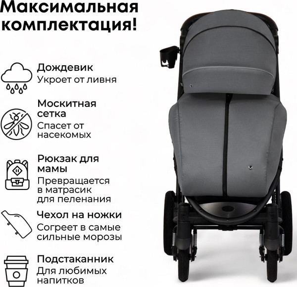 Изображение товара Детская прогулочная коляска Bubago Model One / BG 129-3 (серый)