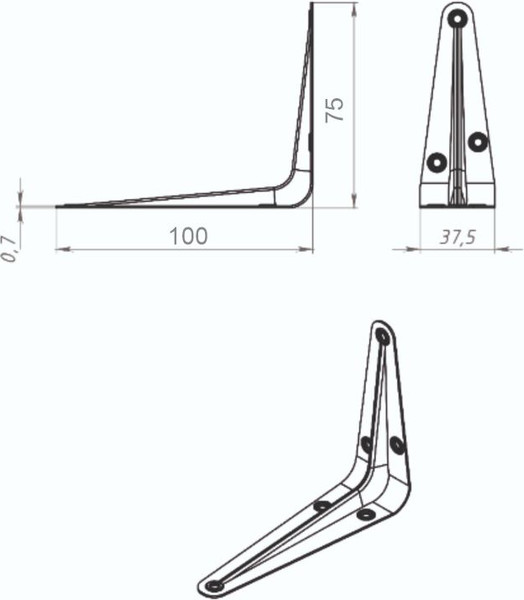 Изображение товара Полкодержатель Trodos Консоль 100x75 (черный)
