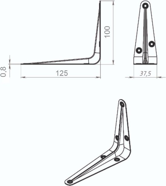 Изображение товара Полкодержатель Trodos Консоль 125x100 (серый)