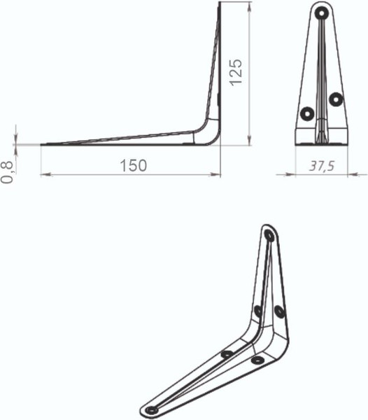 Изображение товара Полкодержатель Trodos Консоль 150x125 (коричневый)