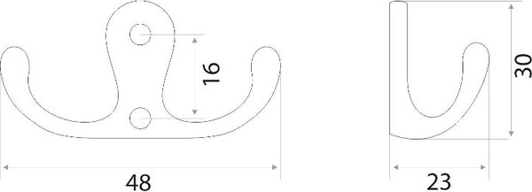 Изображение товара Крючок для одежды Trodos ZY-110М 2-рожковый сплав ЦАМ (никель)