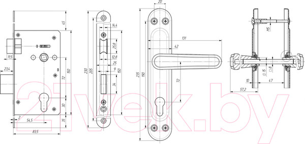 Изображение товара Замок врезной Зенит ЗВ4-72.03
