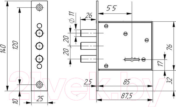 Изображение товара Замок врезной Редуктор ЗВ8-6А-1