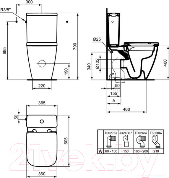 Изображение товара Унитаз напольный Ideal Standard I.Life S T500001 + T473501 + T532901