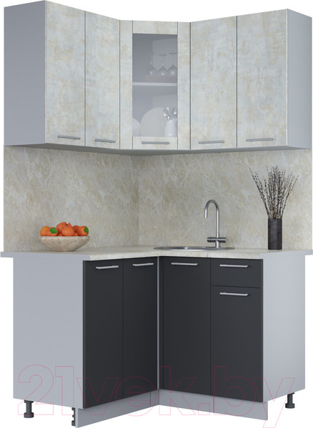 Изображение товара Кухонный гарнитур Интерлиния Мила 12x12 (бетон лайт/антрацит/опал светлый)