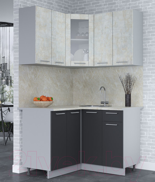 Изображение товара Кухонный гарнитур Интерлиния Мила 12x12 (бетон лайт/антрацит/опал светлый)