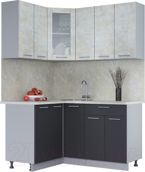 Изображение товара Кухонный гарнитур Интерлиния Мила 12x15 (бетон лайт/антрацит/опал светлый)