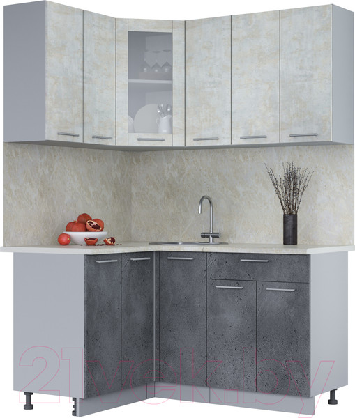 Изображение товара Кухонный гарнитур Интерлиния Мила 12x15 (бетон лайт/бетон портленд/опал светлый)