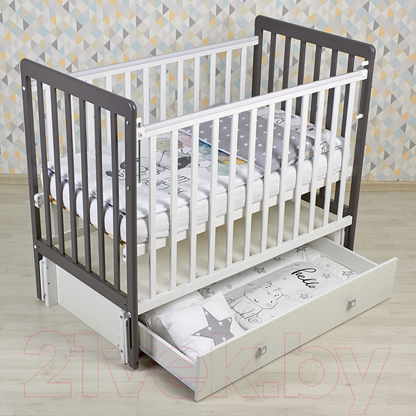 Изображение товара Детская кроватка Фея 328-01 / 0003162-19 (белый/графит)