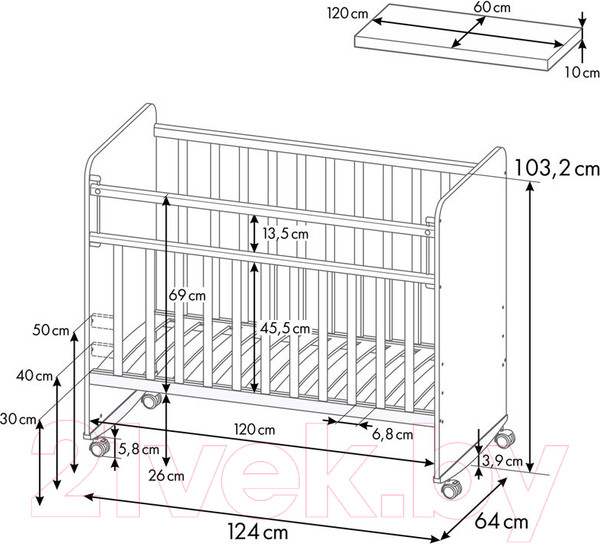 Изображение товара Детская кроватка Фея Спящий мишка 702 / 0002757.9.17 (белый)