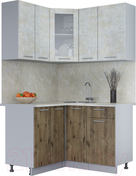 Изображение товара Кухонный гарнитур Интерлиния Мила 12x13 (бетон лайт/дуб веллингтон/опал светлый)