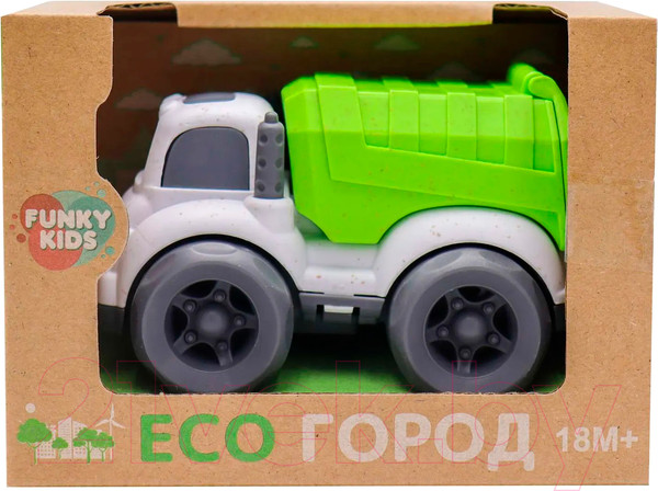 Изображение товара Автомобиль игрушечный Funky Toys Эко-машинка. Городская техника / FT0278073 (белый/зеленый)