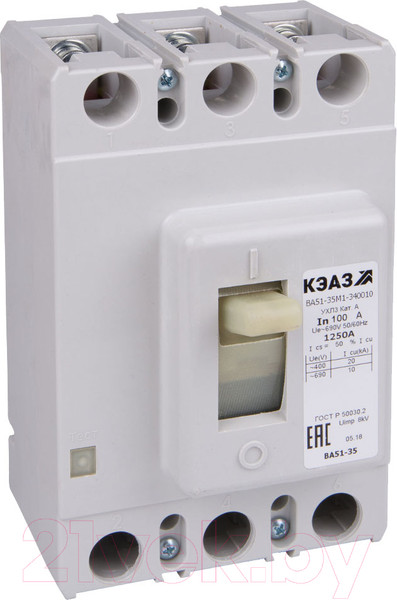 Изображение товара Выключатель автоматический КЭАЗ ВА51-35М1-340010-100А-750-690AC-УХЛ3 / 141722