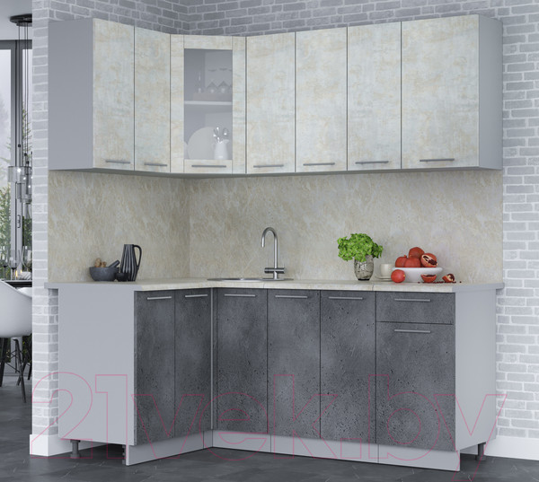 Изображение товара Кухонный гарнитур Интерлиния Мила 12x19 (бетон лайт/бетон портленд/опал светлый)