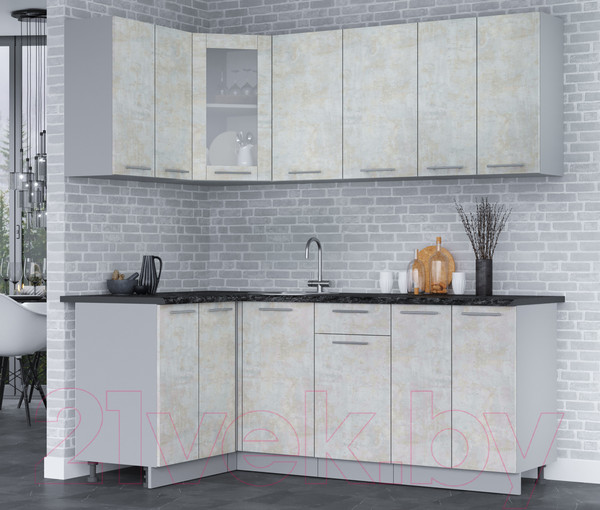 Изображение товара Кухонный гарнитур Интерлиния Мила 12x20 (бетон лайт/бетон лайт/кастилло темный)