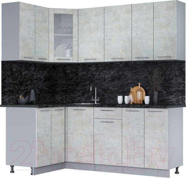 Изображение товара Кухонный гарнитур Интерлиния Мила 12x20 (бетон лайт/бетон лайт/кастилло темный)