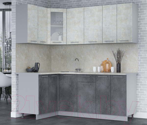 Изображение товара Кухонный гарнитур Интерлиния Мила 12x20 (бетон лайт/бетон портленд/опал светлый)