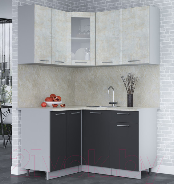 Изображение товара Кухонный гарнитур Интерлиния Мила 12x14 (бетон лайт/антрацит/опал светлый)