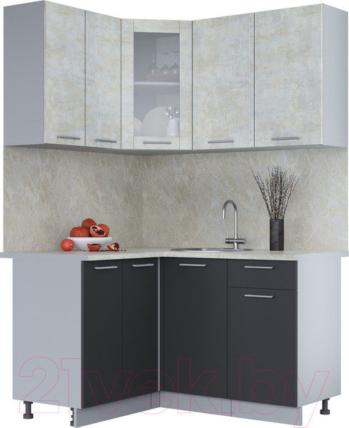 Изображение товара Кухонный гарнитур Интерлиния Мила 12x14 (бетон лайт/антрацит/опал светлый)