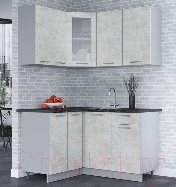 Изображение товара Кухонный гарнитур Интерлиния Мила 12x14 (бетон лайт/бетон лайт/кастилло темный)