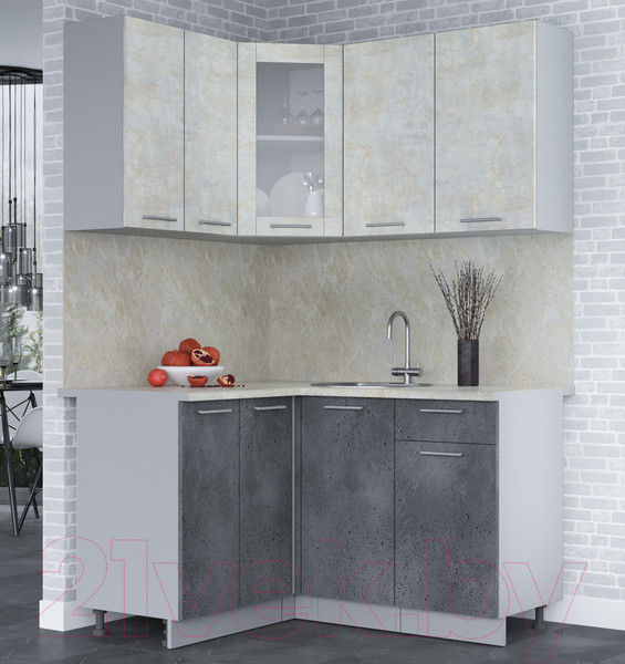 Изображение товара Кухонный гарнитур Интерлиния Мила 12x14 (бетон лайт/бетон портленд/опал светлый)