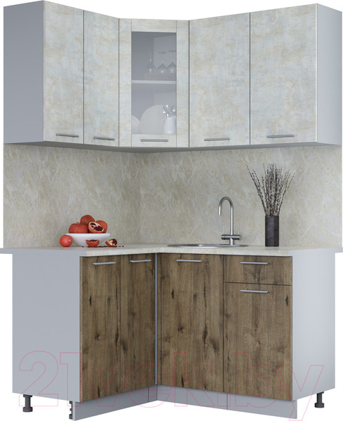 Изображение товара Кухонный гарнитур Интерлиния Мила 12x14 (бетон лайт/дуб веллингтон/опал светлый)
